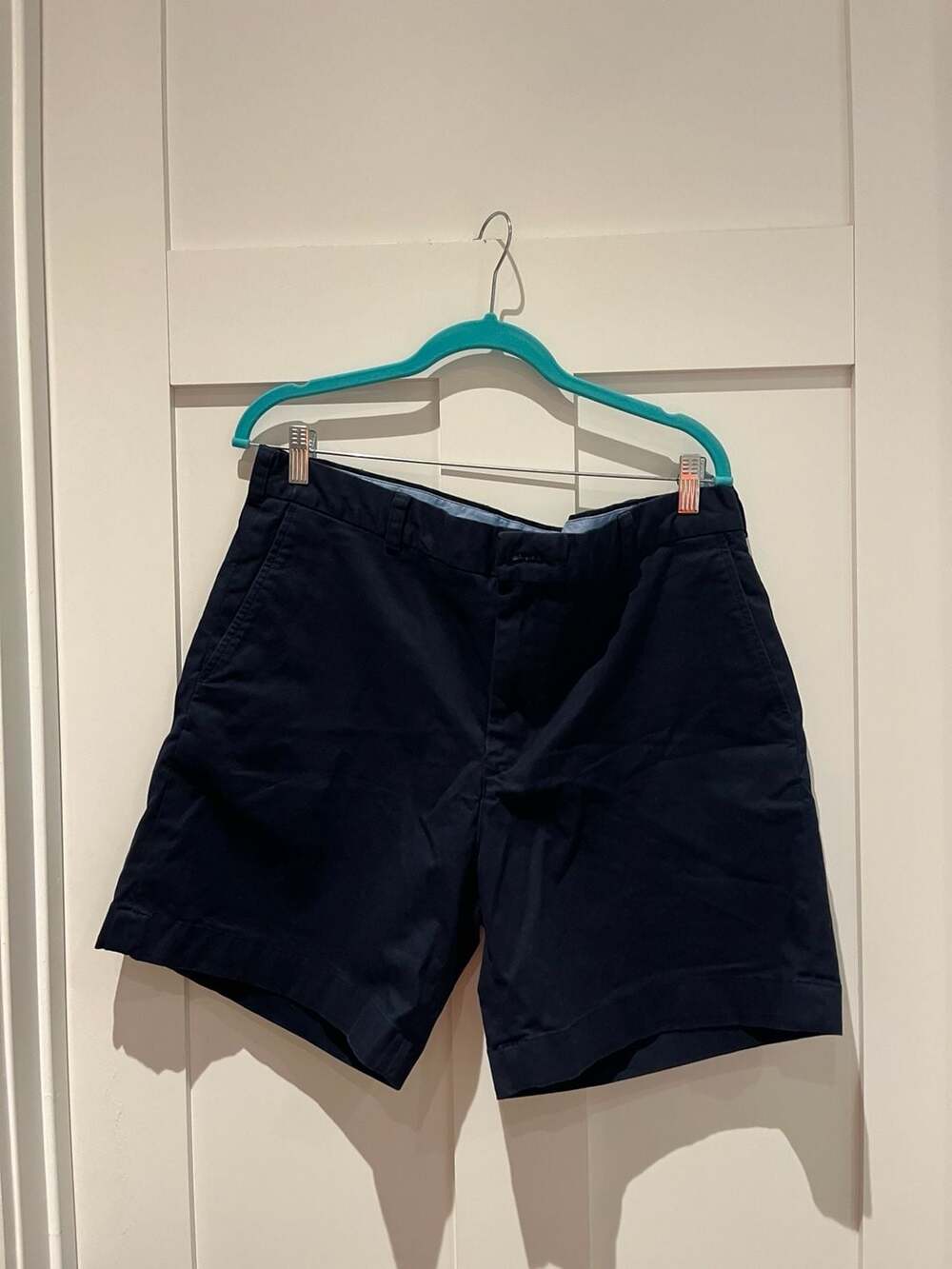 Brooks Brothers Men's Navy Flat-Front Chino Shorts Size 38